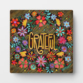 Plaque Photo Grateful Fun Floral BoHo Inspirivity Easel (Devant)