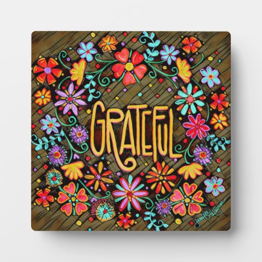 Plaque Photo Grateful Fun Floral BoHo Inspirivity Easel (Devant)
