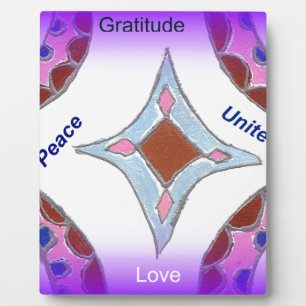 Plaque Photo "Gratitude Peace Love Unite" Mandala Art Imprimer