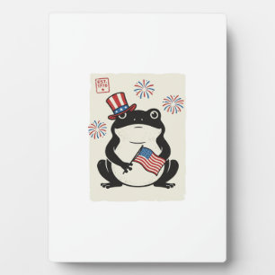 Plaque Photo Gravure vintage de grenouille patriotique Vector A