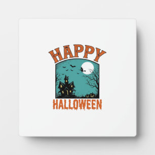 Plaque Photo Gravure Vintage Joyeux Halloween Maison Hantée Dé