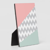 Plaque Photo Gray Chevron Mint et Coral (Côté)