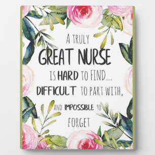 Plaque Photo Great Nurse Appreciation Thank you Leaving Gift