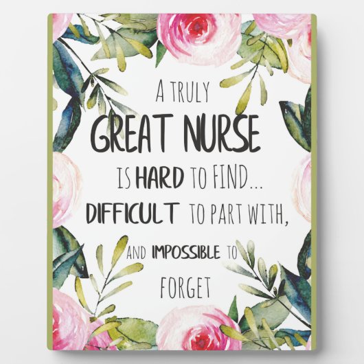 Plaque Photo Great Nurse Appreciation Thank you Leaving Gift (Devant)