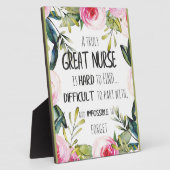 Plaque Photo Great Nurse Appreciation Thank you Leaving Gift (Côté)