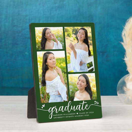 Plaque Photo Green 4 Diplôme photo Coeurs de calligraphie moder