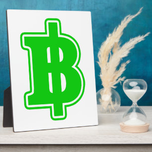 Plaque Photo GREEN BAHT SIGN ฿ Thai Money Currency ฿