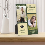 Plaque Photo Green Cream Modern Photo Graduation<br><div class="desc">Célébrez la remise des diplômes avec cette plaque moderne. Modifiez facilement le texte,  les photos et la couleur arrière - plan selon vos préférences.</div>