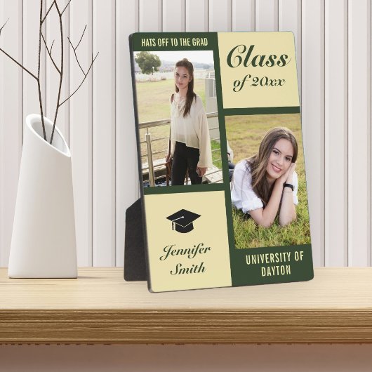 Plaque Photo Green Cream Modern Photo Graduation