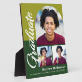 Plaque Photo Green Graduation 3 Photo Bold Arch Script Moderne (Côté)