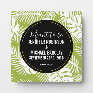 Plaque Photo Green Palm Leaves Rainforest Pattern