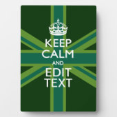 Plaque Photo Green Teal Keep Calm And Have Your Text Union Jack (Devant)