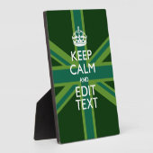 Plaque Photo Green Teal Keep Calm And Have Your Text Union Jack (Côté)