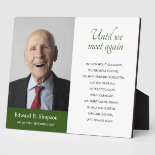 Plaque Photo Green Until We Meet Again Memorial Poem With Photo