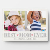 Plaque Photo Grey MEILLEUR MOM JAMAIS collage 2 Photo Coeurs ro (Devant)