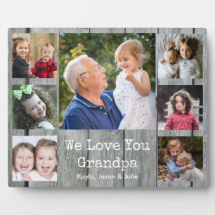 Plaque Photo Grey Wood 7 Photo Collage We Love You Grand-père