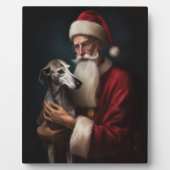 Plaque Photo Greyhound avec Noël Festif du Père Noël (Devant)