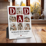 Plaque Photo Grille multiphoto moderne mignon cadeau DAD<br><div class="desc">Créez votre propre plaque DAD avec ce montage et ce texte de grille multi-photo moderne. Design dispose de 6 Photographies avec des carrés d'angle incurvés avec le texte DAD en blocs de burgandy qui peuvent être changés en n'importe quelle couleur. Le texte 'World's Best Daddy' avec une citation de père...</div>