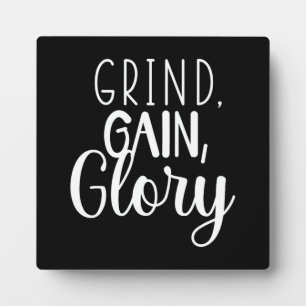 Plaque Photo Grind, Gain, Gloire - Hustle, Gym, Succès