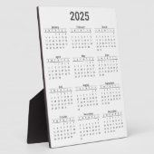Plaque Photo Gris et blanc 2025 Année à un coup d'oeil Calendri (Côté)