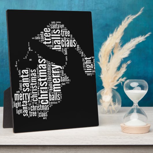 Plaque Photo Gros Noir Blanc Joyeux Noël Père Noël Typographie (Côté)