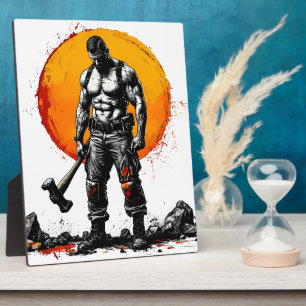 Plaque Photo guerrier barbare médiéval imaginaire hummer force