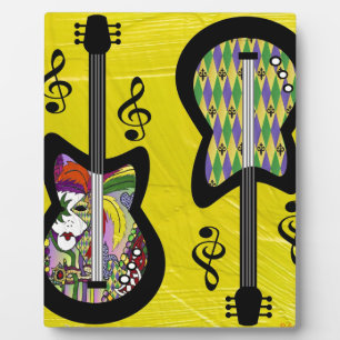 Plaque Photo Guitares Colorées de Mardi Gras