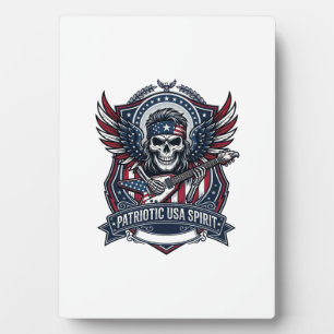 Plaque Photo Guitariste de la Liberté Patriotique Crâne Musique