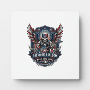 Plaque Photo Guitariste de la Liberté Patriotique Crâne Musique