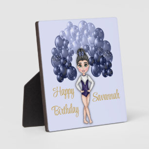 Plaque Photo Gymnastique Anniversaire avec Bleu Balloon Arch