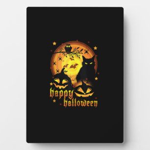 Plaque Photo Halloween avec la lune Citrouille chauves-souris a