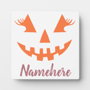 Plaque Photo Halloween Citrouille Jack-o'-lantern fille personn