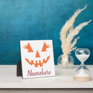 Plaque Photo Halloween Citrouille Jack-o'-lantern fille personn