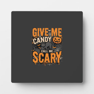 Plaque Photo Halloween Donnez-moi des bonbons Chat effrayant
