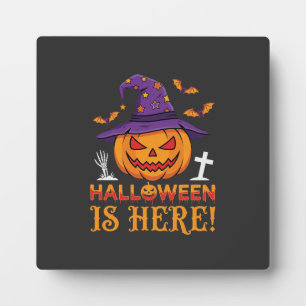 Plaque Photo Halloween Est Là Sorcière Citrouille Vecteur