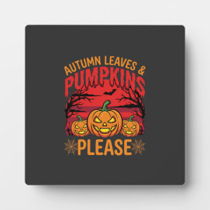 Plaque Photo Halloween Feuilles d'Automne et Citrouilles S'il V