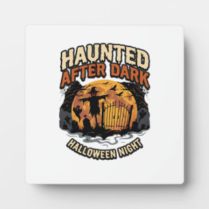 Plaque Photo Halloween Hanté Après la Tombée de la Nuit