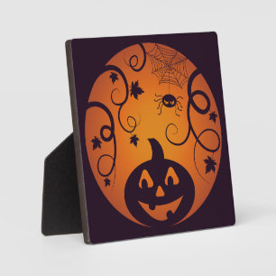 Plaque Photo Halloween Jack-o'-lantern citrouille visage et ara