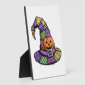 Plaque Photo Halloween Patchwork Witch Hat Spooky (Côté)