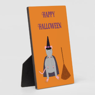 Plaque Photo Halloween Rat sorcier et Broom Custom
