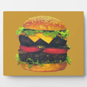 Plaque Photo Hamburger de luxe double au fromage