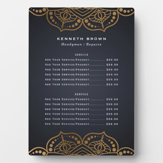 Plaque Photo Handyman Black Gold (Devant)