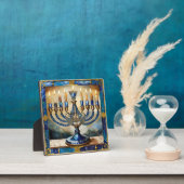 Plaque Photo Hanoukka bleue Menorah (Insitu)