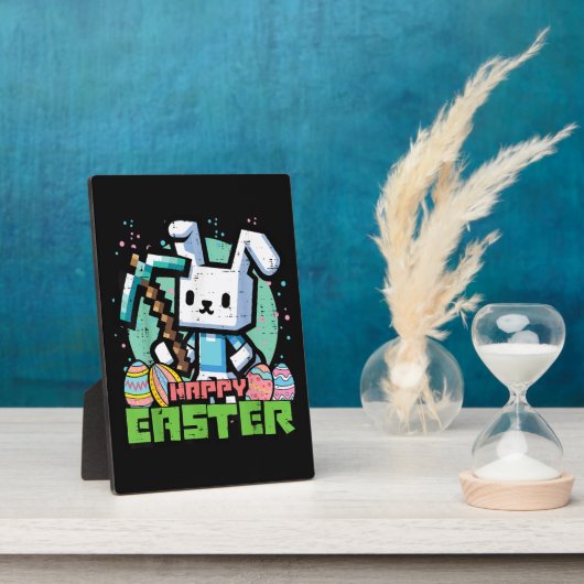 Plaque Photo Happy Easter Bunny Pixel Game  (Côté)