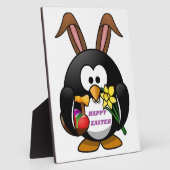 PLAQUE PHOTO "HAPPY EASTER" PENGUIN BUNNY (Côté)
