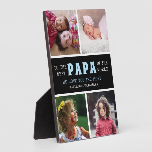 Plaque Photo Happy Fête des pères Best Papa 4 Photo Collage (Côté)