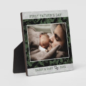 Plaque Photo Happy First Father's Day Photo Green Camo (Recto)