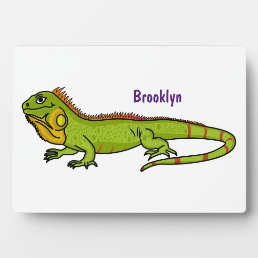 Plaque Photo Happy green iguana cartoon (Devant)