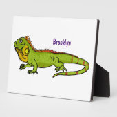 Plaque Photo Happy green iguana cartoon (Côté)