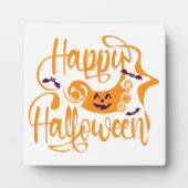 Plaque Photo Happy Halloween chauves-souris Jack-o'-lantern (Devant)